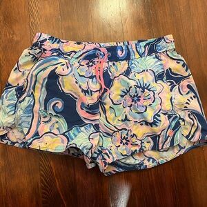 Lilly Pulitzer Navy and Pink Floral Athletic Shorts